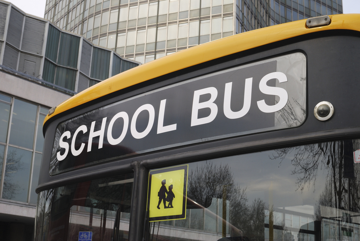 Close up of School bus in London