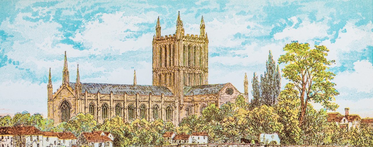 Illustration of Hereford Cathedral from the book, 'Picturesque England', published in 1891.