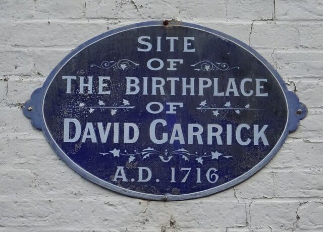 Sign indicating the birthplace site of David Garrick