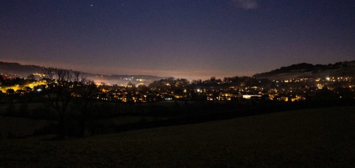 The night sky over Kendal polluted by glare, light intrusion and sky glow