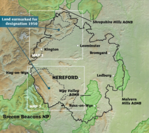 Map showing the proposed AONBs