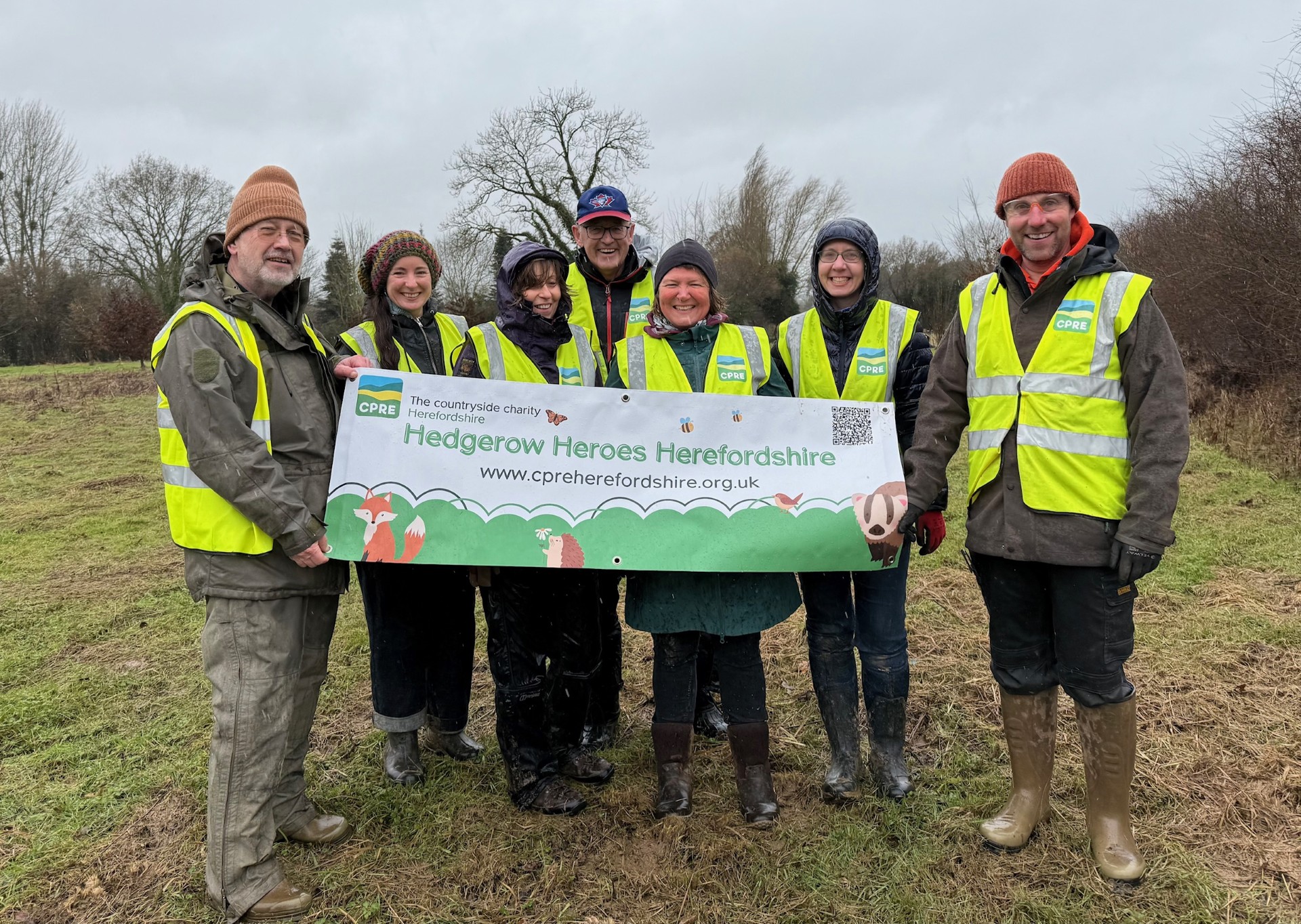 CPRE Herefordshire Hedgerow Heroes with volunteers including North Herefordshire MP Ellie Chowns